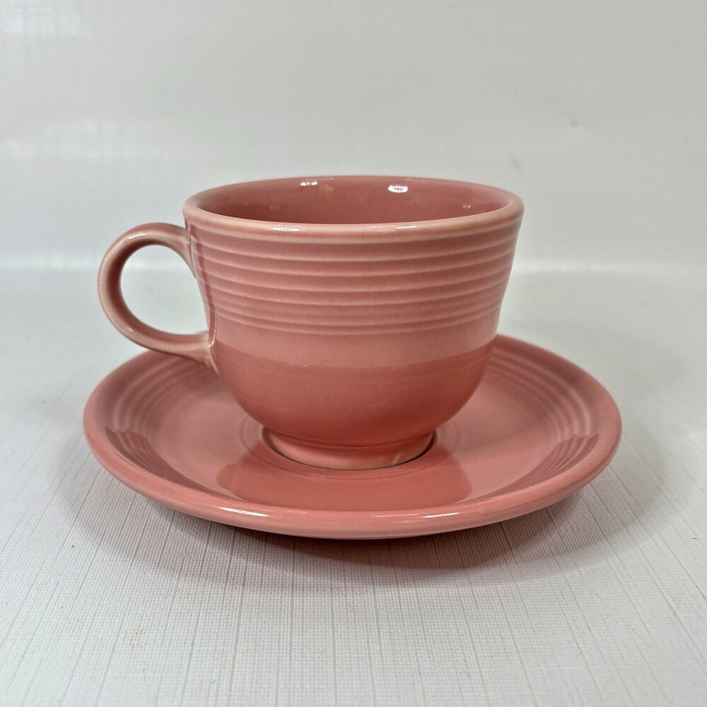 Rare Rose Fiesta Ware Cup Saucer Retired 1993 Vintage Pink Homer Laughlin